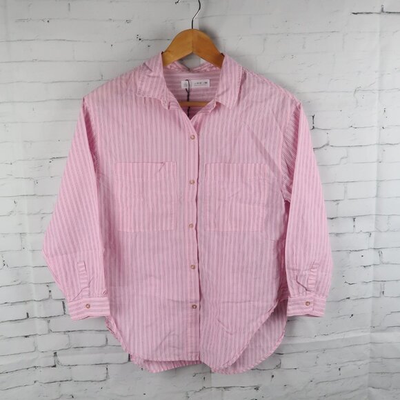 ZARA PINK WITH BLACK STRIPES LONG SLEEVE BUTTON DOWN SHIRT KIDS SIZE 11-12 - Picture 1 of 8